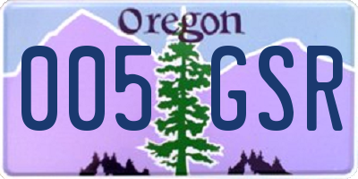 OR license plate 005GSR