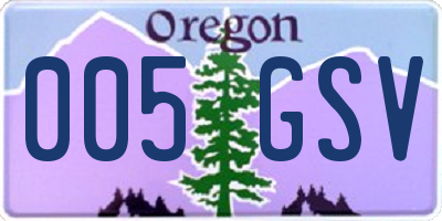 OR license plate 005GSV