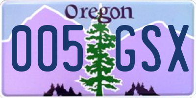 OR license plate 005GSX