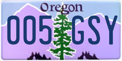 OR license plate 005GSY