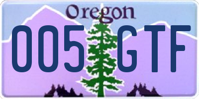 OR license plate 005GTF