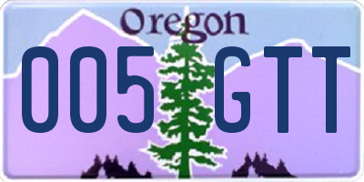 OR license plate 005GTT