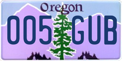 OR license plate 005GUB