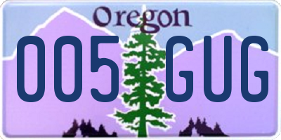 OR license plate 005GUG