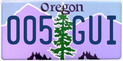 OR license plate 005GUI