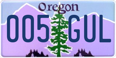 OR license plate 005GUL