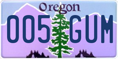OR license plate 005GUM