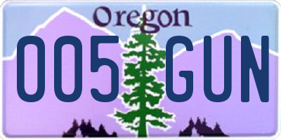 OR license plate 005GUN