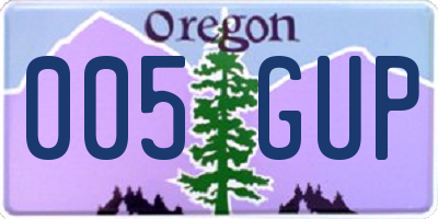 OR license plate 005GUP