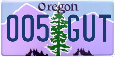OR license plate 005GUT