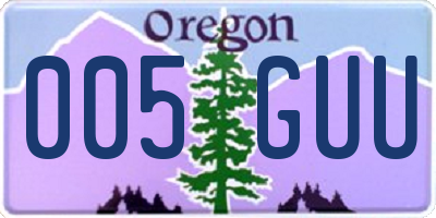OR license plate 005GUU