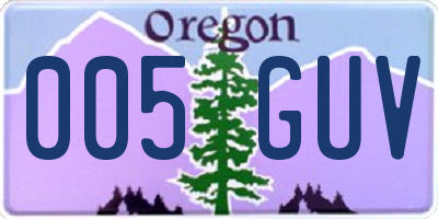 OR license plate 005GUV