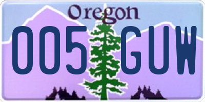 OR license plate 005GUW