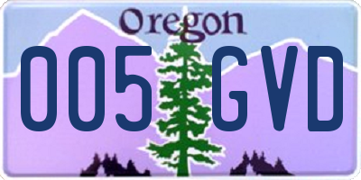 OR license plate 005GVD