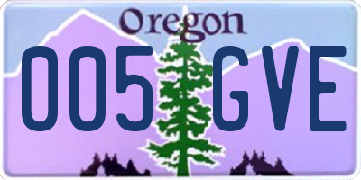 OR license plate 005GVE