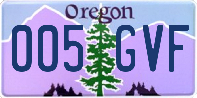 OR license plate 005GVF