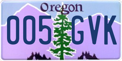 OR license plate 005GVK
