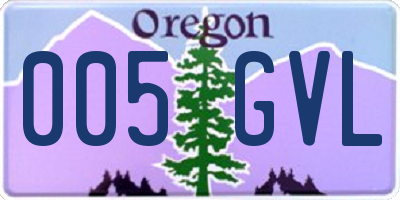 OR license plate 005GVL
