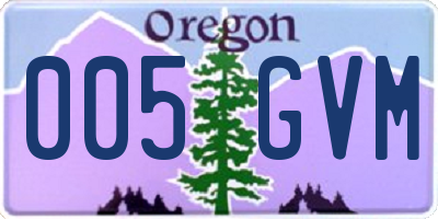 OR license plate 005GVM
