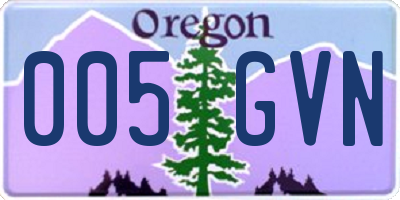 OR license plate 005GVN