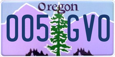 OR license plate 005GVO