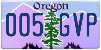 OR license plate 005GVP