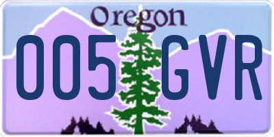 OR license plate 005GVR