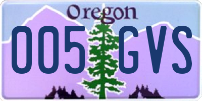OR license plate 005GVS