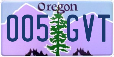 OR license plate 005GVT
