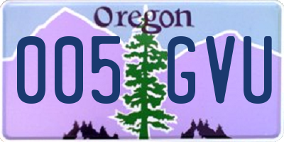 OR license plate 005GVU