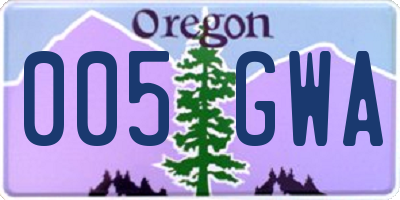 OR license plate 005GWA