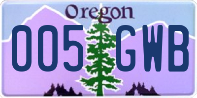OR license plate 005GWB