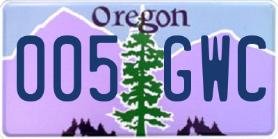 OR license plate 005GWC