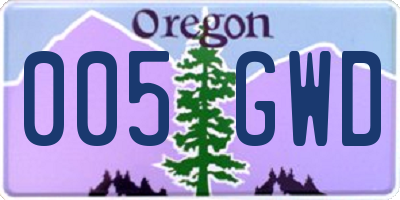 OR license plate 005GWD