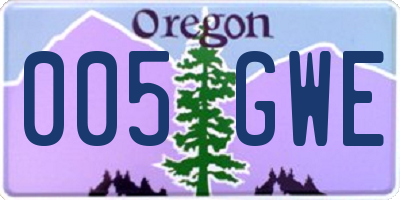 OR license plate 005GWE
