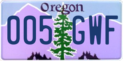 OR license plate 005GWF