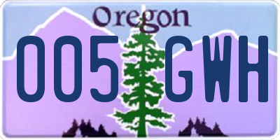 OR license plate 005GWH