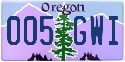 OR license plate 005GWI