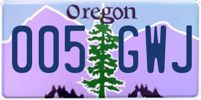 OR license plate 005GWJ