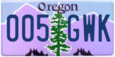 OR license plate 005GWK