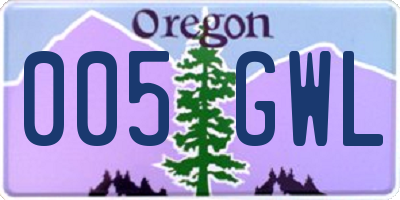 OR license plate 005GWL