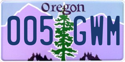 OR license plate 005GWM