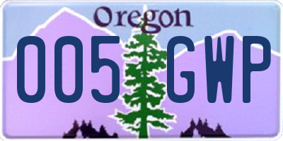 OR license plate 005GWP