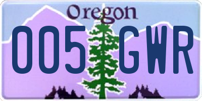 OR license plate 005GWR