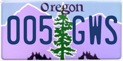 OR license plate 005GWS