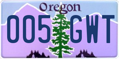 OR license plate 005GWT