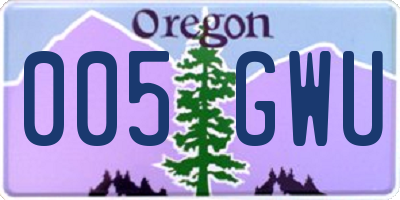 OR license plate 005GWU