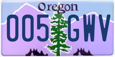 OR license plate 005GWV
