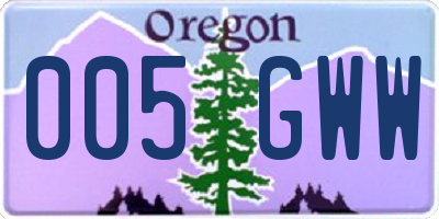 OR license plate 005GWW