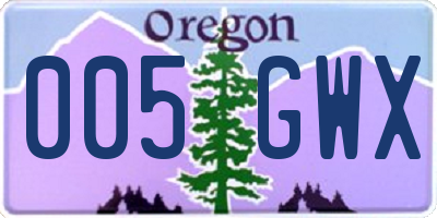 OR license plate 005GWX